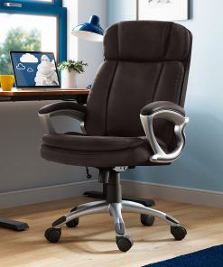 Serta® Big And Tall Ergonomic Bonded Leather High-Back Office Chair, Old Chestnut/Silver