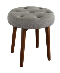 Elle Décor Penelope Round Tufted Stool, Storm Gray/Brown