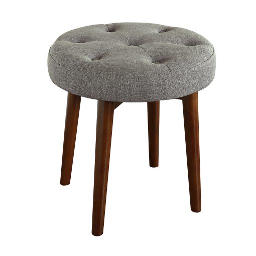 Elle Décor Penelope Round Tufted Stool, Storm Gray/Brown