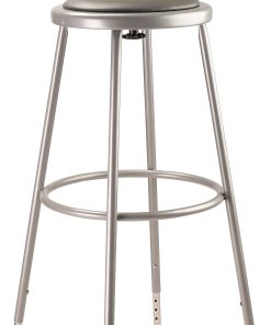 National Public Seating 6400 Series Adjustable Vinyl-Padded Science Stools With Backrests, 31-1/2 – 38-1/2″H Seat, Gray, Pack Of 2 Stools 2