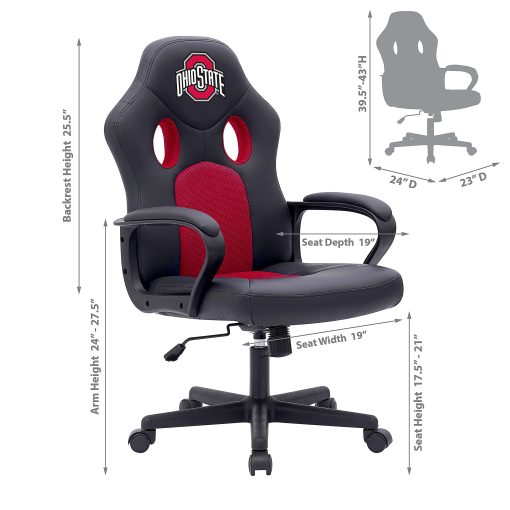 Imperial NCAA Vision Faux Leather/Mesh Computer Gaming Chair, Ohio State - Image 2