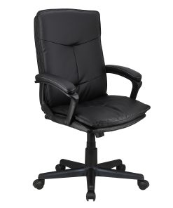Elama Tufted Faux Leather High-Back Adjustable Office Chair, Black 2