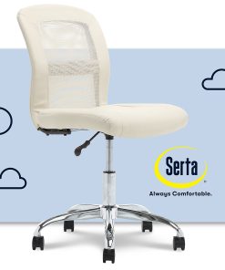 Serta® Essentials Mid-Back Computer Chair, Inspiration Cream/Chrome 2