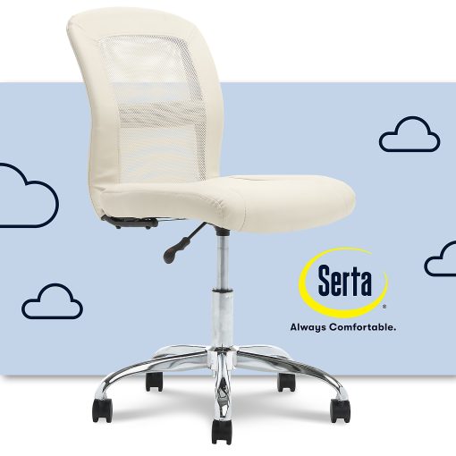 Serta® Essentials Mid-Back Computer Chair, Inspiration Cream/Chrome - Image 2