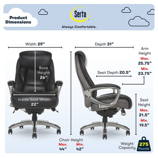 Serta® Works Bonded Leather/Mesh High-Back Office Chair With Smart Layers Technology, Opportunity Gray/Black/Silver - Image 2