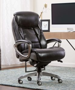 Serta® Works Bonded Leather/Mesh High-Back Office Chair With Smart Layers Technology, Opportunity Gray/Black/Silver