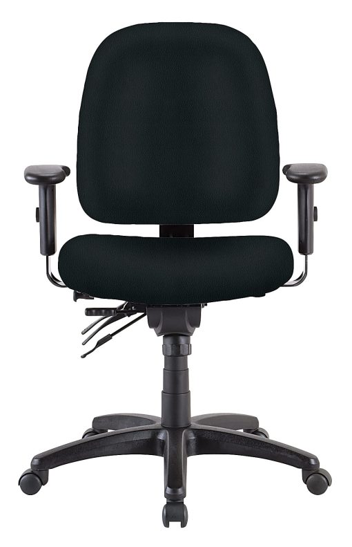 WorkPro® 4X4 498SL Ergonomic Antimicrobial Vinyl Low-Back Multi-Function Task Chair, Black - Image 2