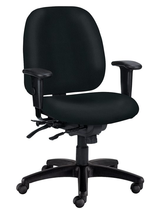 WorkPro® 4X4 498SL Ergonomic Antimicrobial Vinyl Low-Back Multi-Function Task Chair, Black