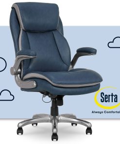 Serta® Smart Layers™ Brinkley Ergonomic Bonded Leather High-Back Executive Office Chair, Navy/Silver 2