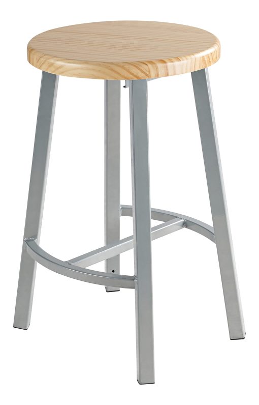 National Public Seating Titan Stool, 24", Natural Wood/Gray - Image 2