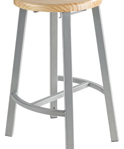 National Public Seating Titan Stool, 24", Natural Wood/Gray