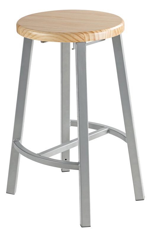 National Public Seating Titan Stool, 24", Natural Wood/Gray
