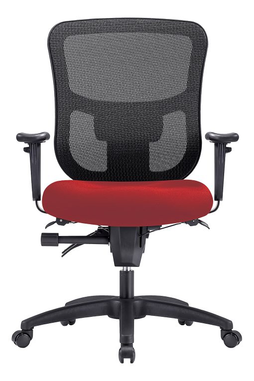 WorkPro® 9500XL Series Big & Tall Ergonomic Mesh/Premium Fabric Mid-Back Chair, Black/Cherry, BIFMA Compliant - Image 2