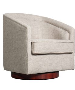 Flash Furniture Dean Club Style Commercial Fabric Barrel Accent Armchair with 360 Degree Swivel Metal Base and Sloped Armrests, Cream