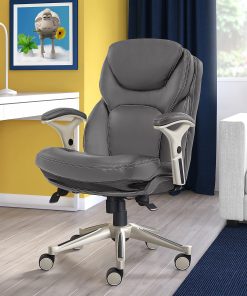 Serta® Claremont Ergonomic Bonded Leather Mid-Back Office Chair, Gray