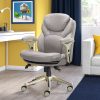 Office Star™ Work Smart Faux Leather Screen-Back Manager Chair With Padded Flip Arms, White 4
