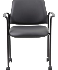 Boss Office Products Caressoft Square Back Stacking Chair with Antimicrobial Protection, Black 2