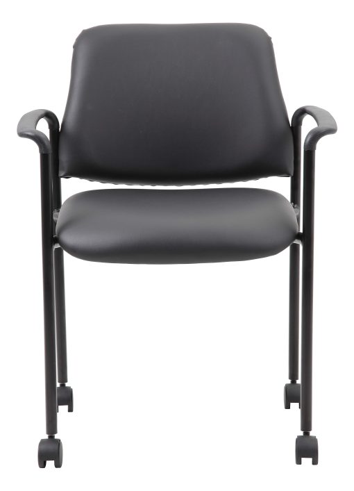 Boss Office Products Caressoft Square Back Stacking Chair with Antimicrobial Protection, Black - Image 2