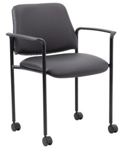Boss Office Products Caressoft Square Back Stacking Chair with Antimicrobial Protection, Black