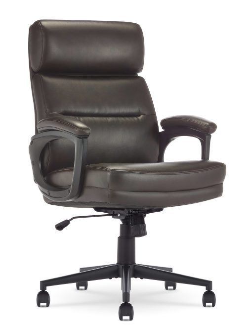 Serta Comfort Ergonomic Bonded Leather Mid-Back Executive Office Chair, Brown