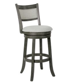Office Star Fabric Swivel Counter Height Stool With Solid Back, Antique Gray