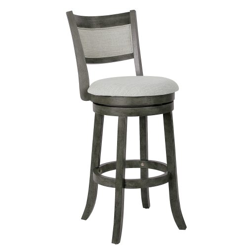 Office Star Fabric Swivel Counter Height Stool With Solid Back, Antique Gray