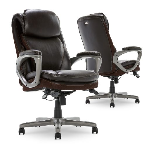 Serta Smart Layers Arlington AIR Ergonomic Bonded Leather High-Back Executive Chair, Brown - Image 2