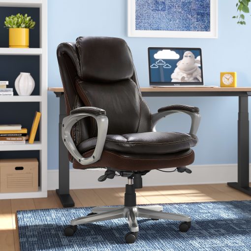Serta Smart Layers Arlington AIR Ergonomic Bonded Leather High-Back Executive Chair, Brown