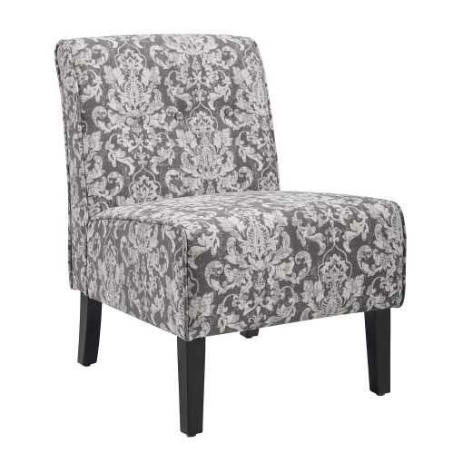 Linon Winston Accent Chair, Gray Damask/Black - Image 2