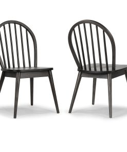 Glamour Home Astra Rubberwood Dining Accent Chairs, Black, Set Of 2 Chairs 2
