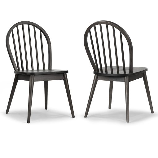 Glamour Home Astra Rubberwood Dining Accent Chairs, Black, Set Of 2 Chairs - Image 2