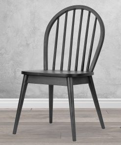 Glamour Home Astra Rubberwood Dining Accent Chairs, Black, Set Of 2 Chairs
