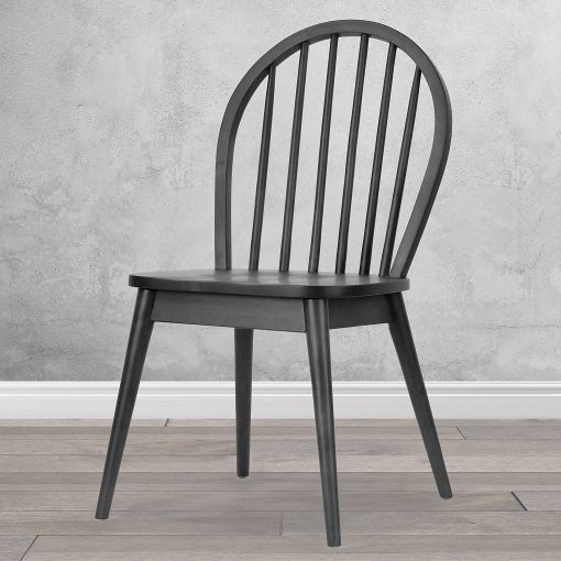Glamour Home Astra Rubberwood Dining Accent Chairs, Black, Set Of 2 Chairs