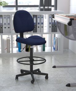 Flash Furniture Fabric Drafting Chair (Cylinders: 22.5''-27''H or 26''-30.5''H), Navy/Black