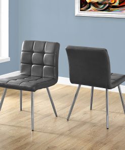 Monarch Specialties Emilia Dining Chairs, Gray/Chrome, Set Of 2 Chairs 2