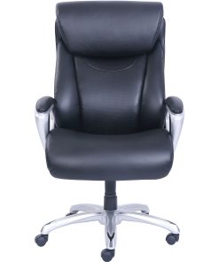 Lorell® Big & Tall Bonded Leather Executive Chair With Flexible Air Technology, Loop Arms, Black/Silver 2