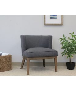 Lorell® Linen Fabric Accent Chair, Gray/Walnut 2