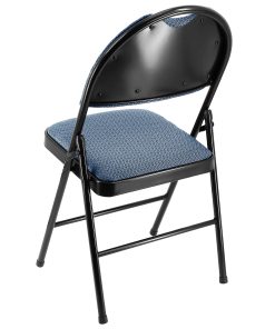 Elama Metal Folding Chairs With Padded Seats, Dark Blue/Black, Pack Of 4 Chairs 2
