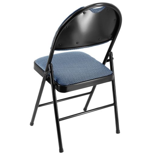 Elama Metal Folding Chairs With Padded Seats, Dark Blue/Black, Pack Of 4 Chairs - Image 2