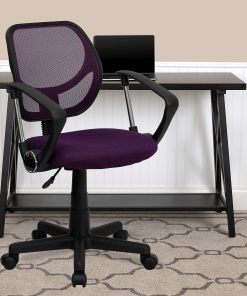 Flash Furniture Mesh Low-Back Swivel Task Chair, Purple/Black