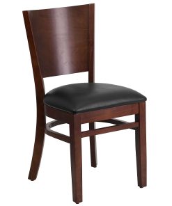 Flash Furniture Solid Back Wood Restaurant Accent Chair, Black Seat/Walnut Frame 2