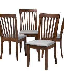 Baxton Studio Minette Dining Chairs, Gray/Walnut, Set Of 4 Chairs