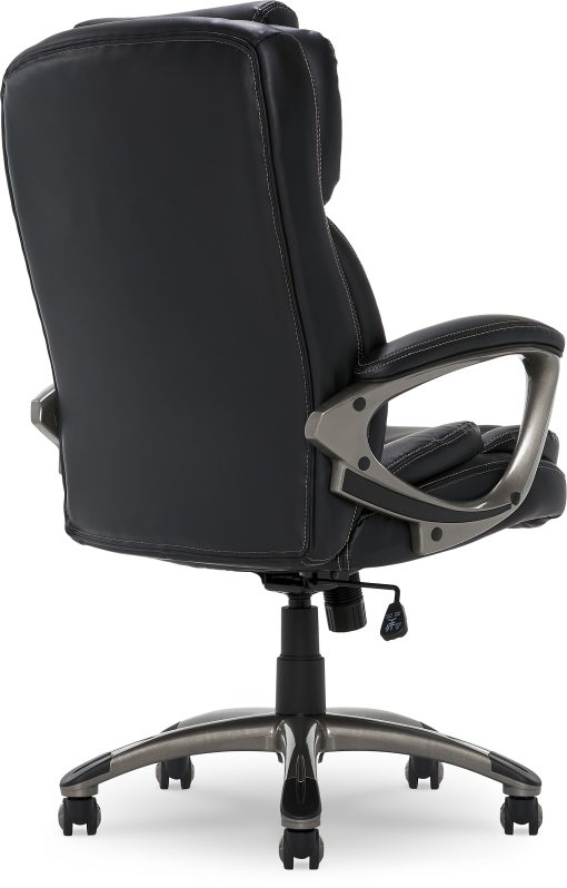 Serta® Works Ergonomic Bonded Leather High-Back Office Chair, Midnight Black/Silver - Image 2