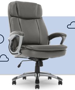 Serta® Big And Tall Ergonomic Bonded Leather High-Back Office Chair, Gray/Silver 2