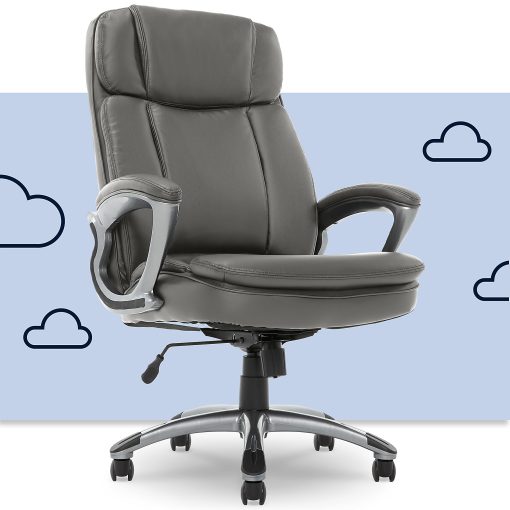Serta® Big And Tall Ergonomic Bonded Leather High-Back Office Chair, Gray/Silver - Image 2