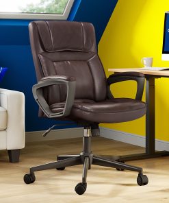 Serta® Style Hannah I Bonded Leather High-Back Office Chair, Comfort Biscuit/Black