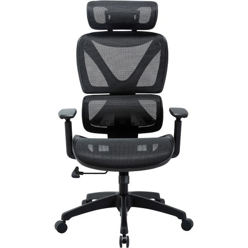Lorell High-back Mesh Chair - Plastic Frame - High Back - 5-star Base - Black - Armrest - 1 Each - Image 2