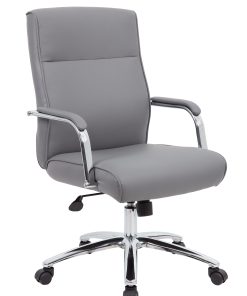 Boss Office Products Modern Executive Conference Ergonomic Chair, Caressoft™ Vinyl, Gray/Chrome