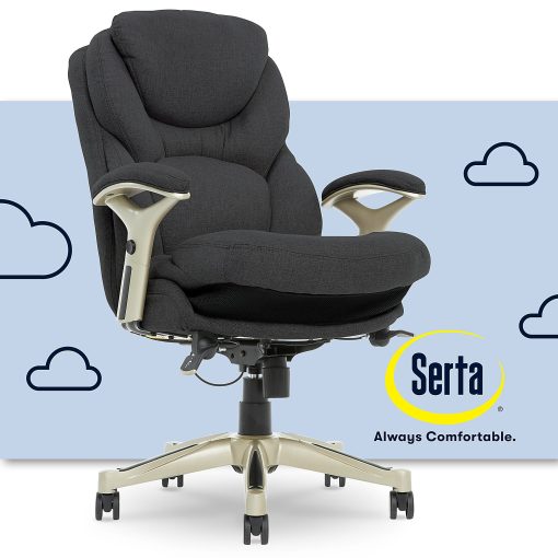 Serta® Claremont Ergonomic Bonded Leather Mid-Back Office Chair, Dark Gray/Silver - Image 2