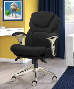 Serta® Claremont Ergonomic Bonded Leather Mid-Back Office Chair, Dark Gray/Silver